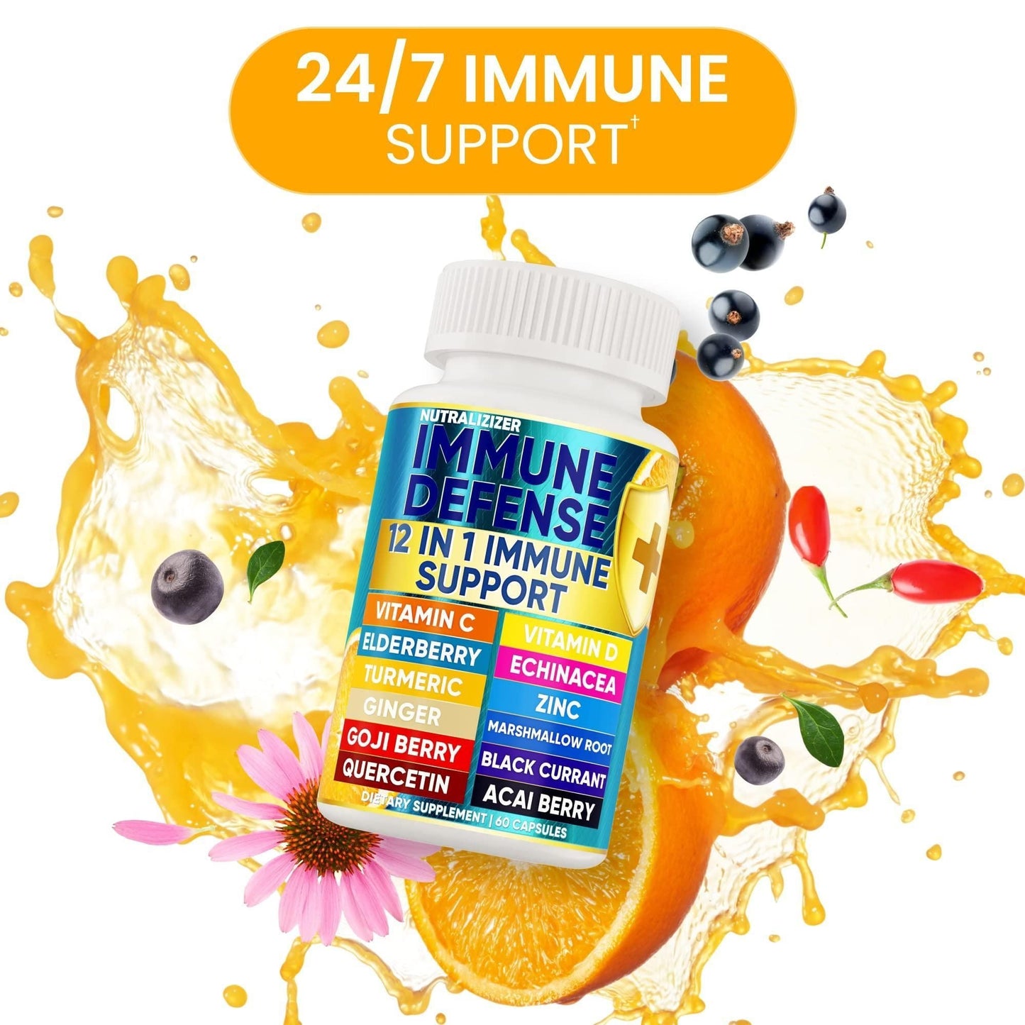 12 in 1 Premium Immune Defense Vitamins Immune Supplement w Vitamin D3